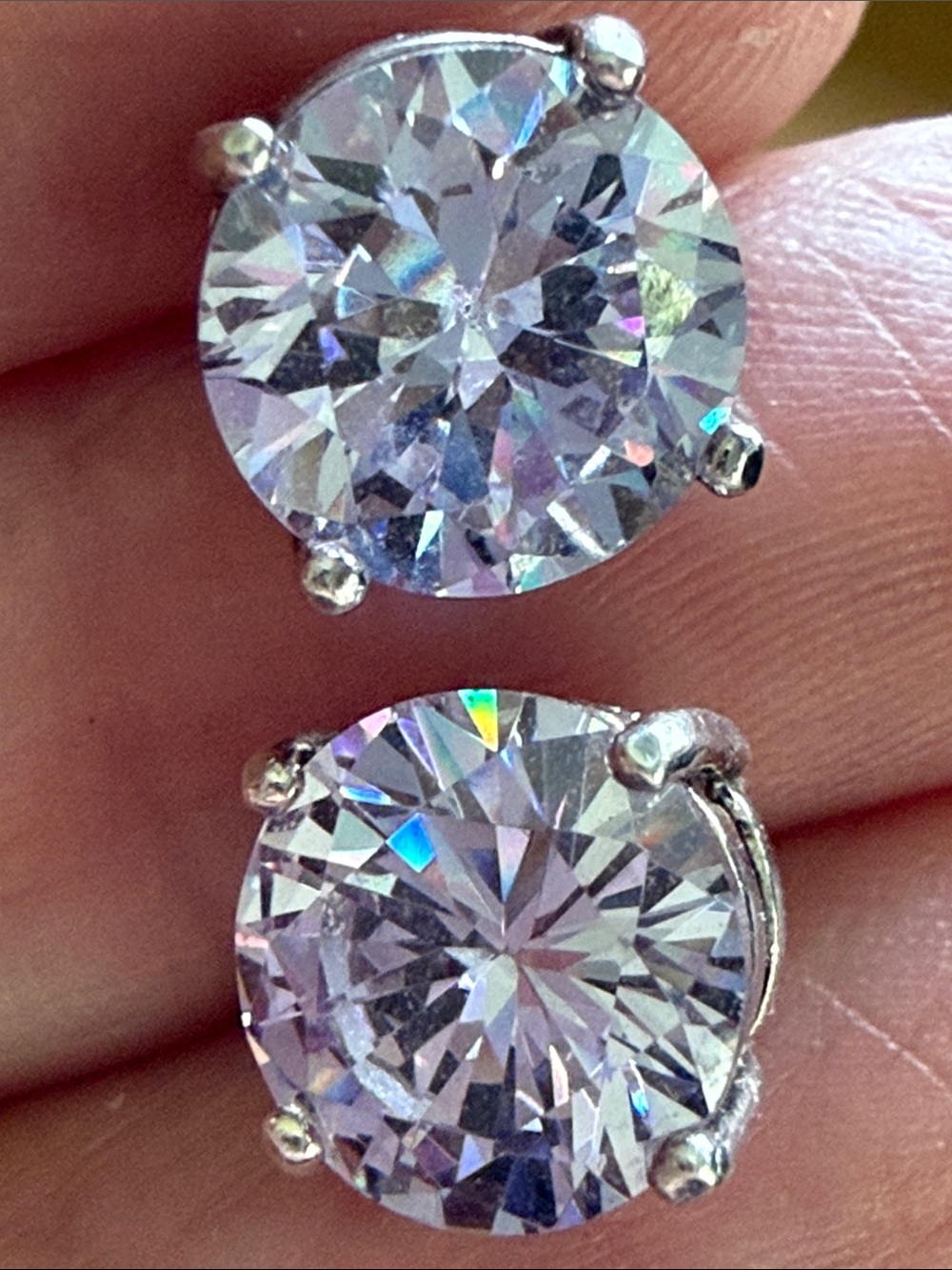 Lilac Round Swarski Crystal Stud Earrings 925
